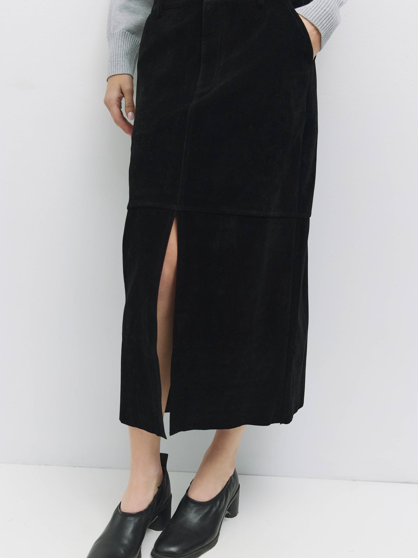 Brandy Faux Suede Midi Skirt