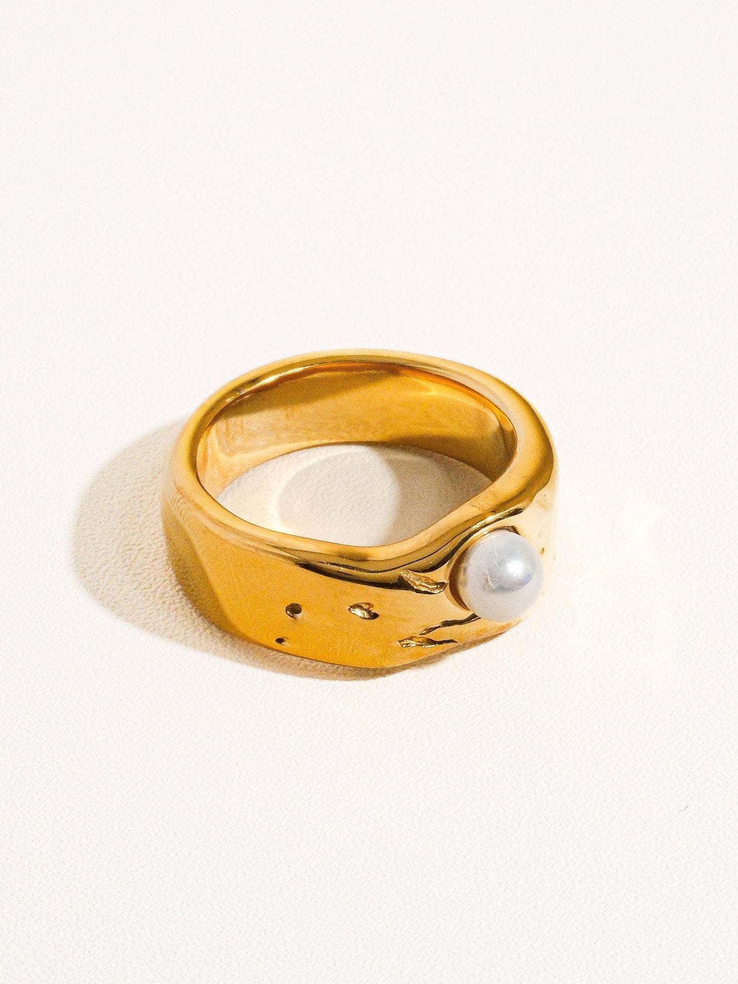 Marci Pave 18K Gold Non-Tarnish Pearl Band Ring