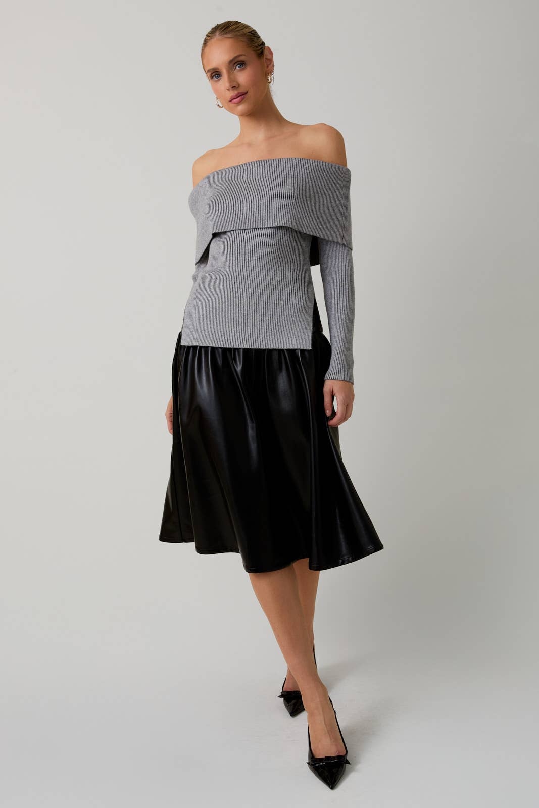 Dana Off Shoulder Long Sleeve Ribbed Top