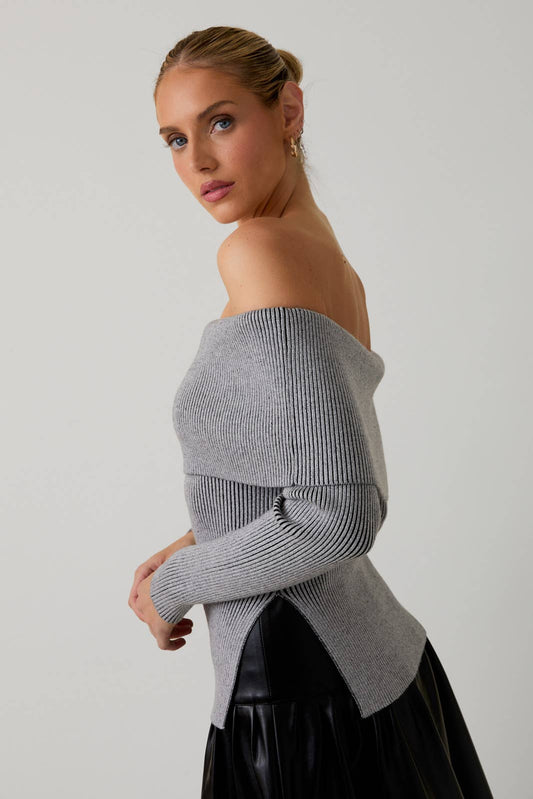 Dana Off Shoulder Long Sleeve Ribbed Top