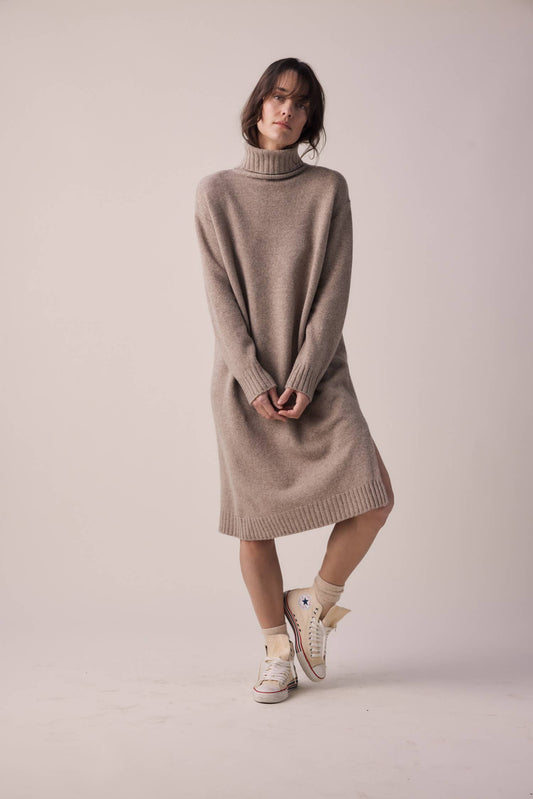 Mabel 100% Wool Turtleneck Midi dress
