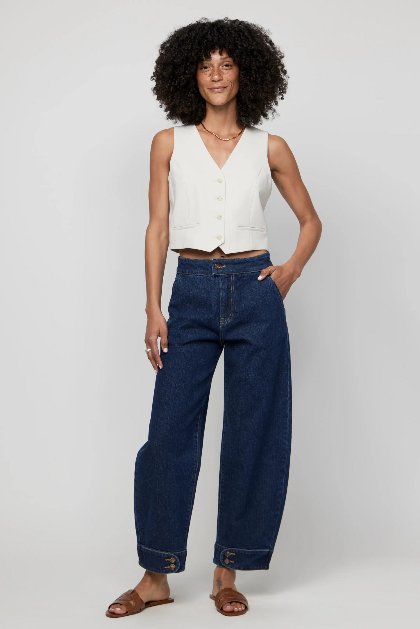 Indigo Vintage Barrel Leg High Rise Jean