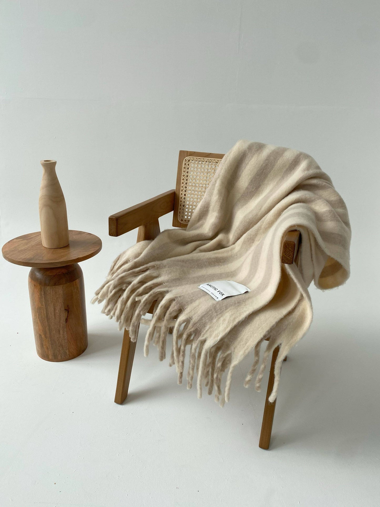 The Cream Wool Stripe Throw