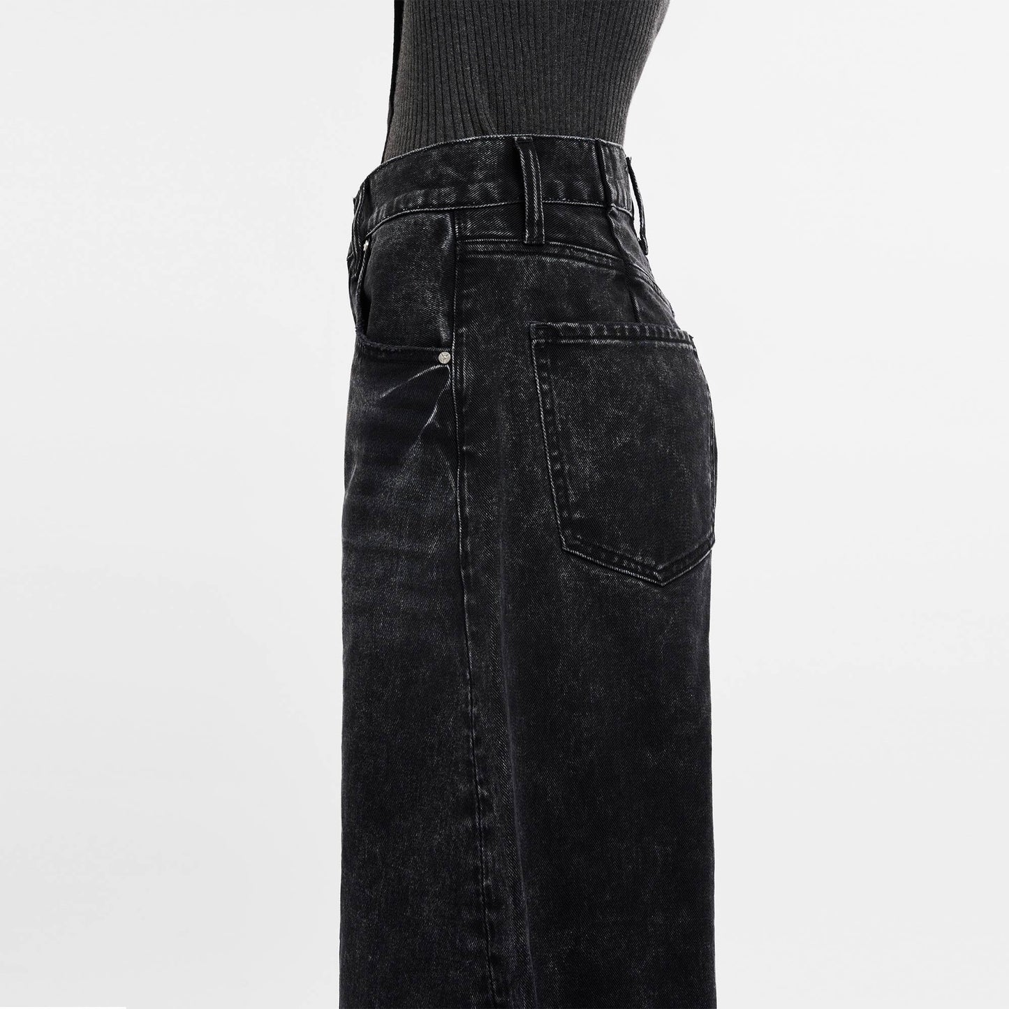 Devin Black High Waist Tailored Barrel Jean