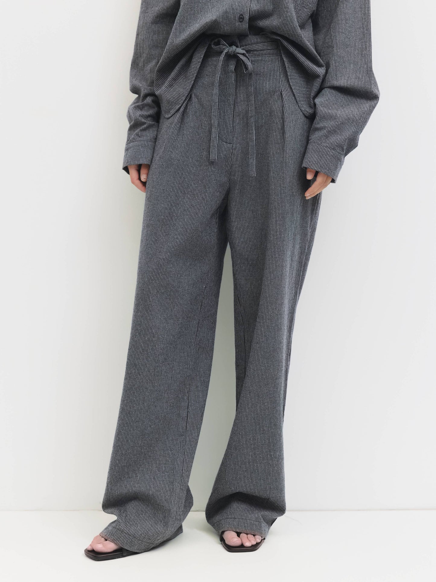 The Elena Striped Pleated Drawstring Pants