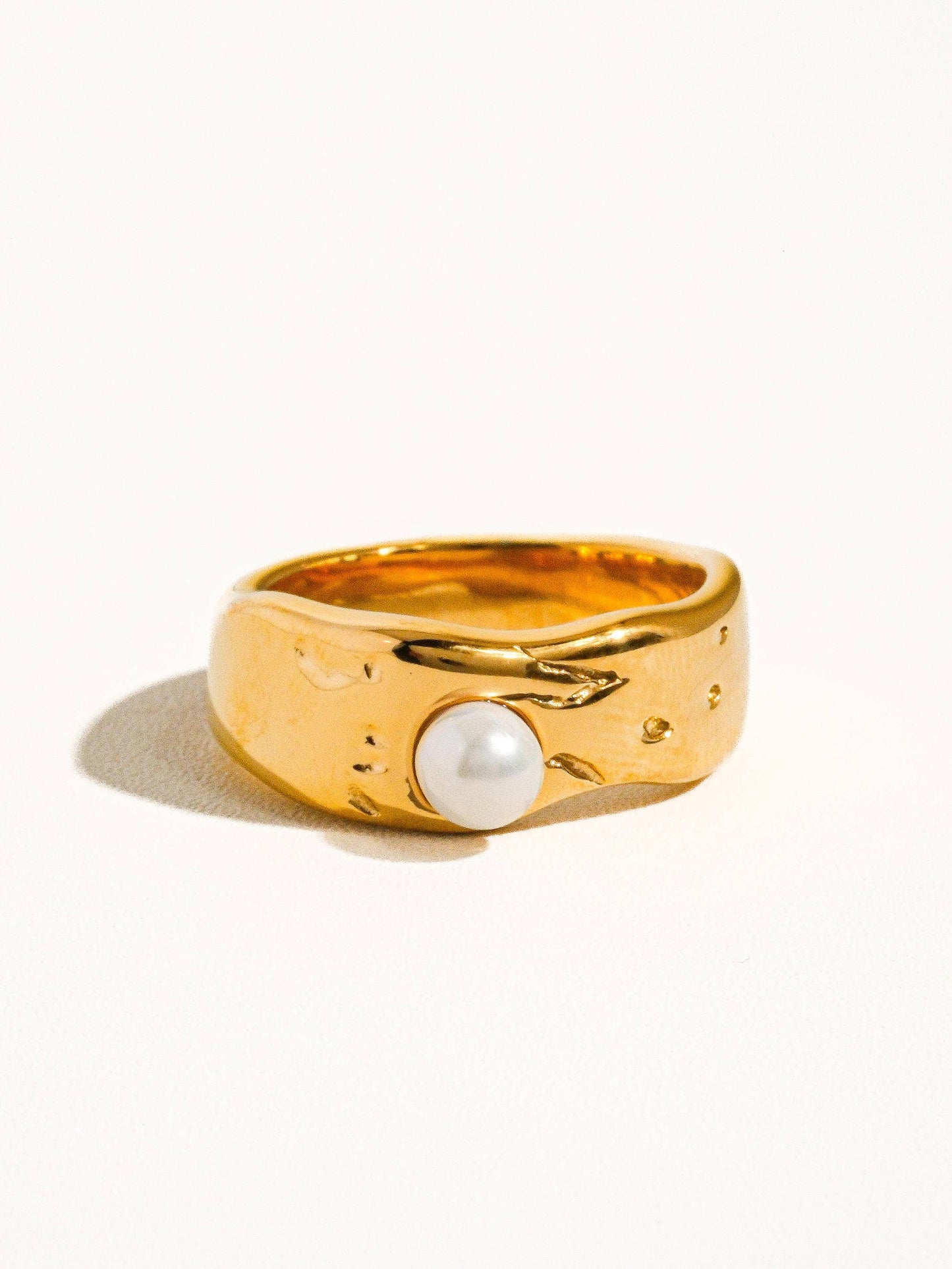 Marci Pave 18K Gold Non-Tarnish Pearl Band Ring