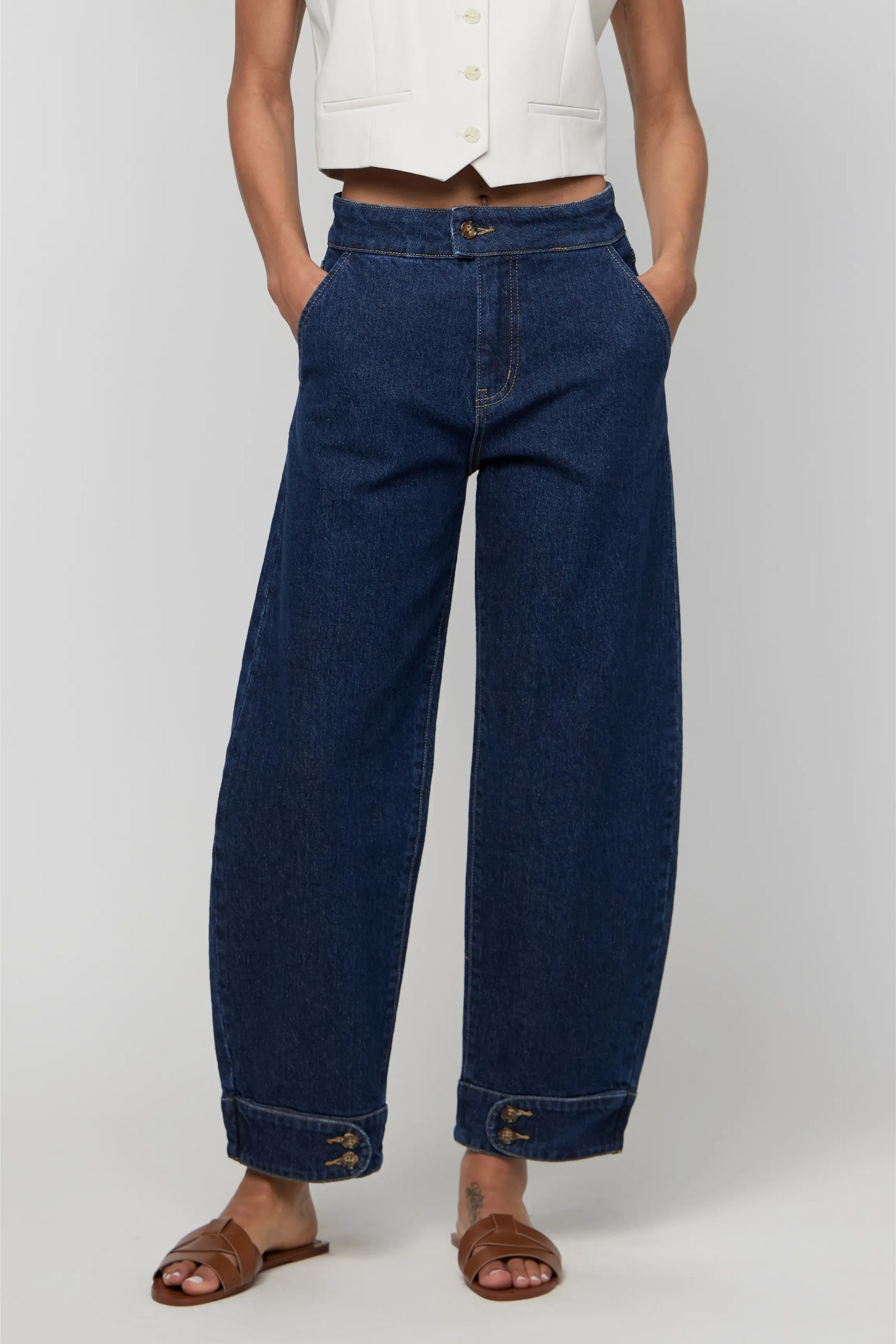 Indigo Vintage Barrel Leg High Rise Jean