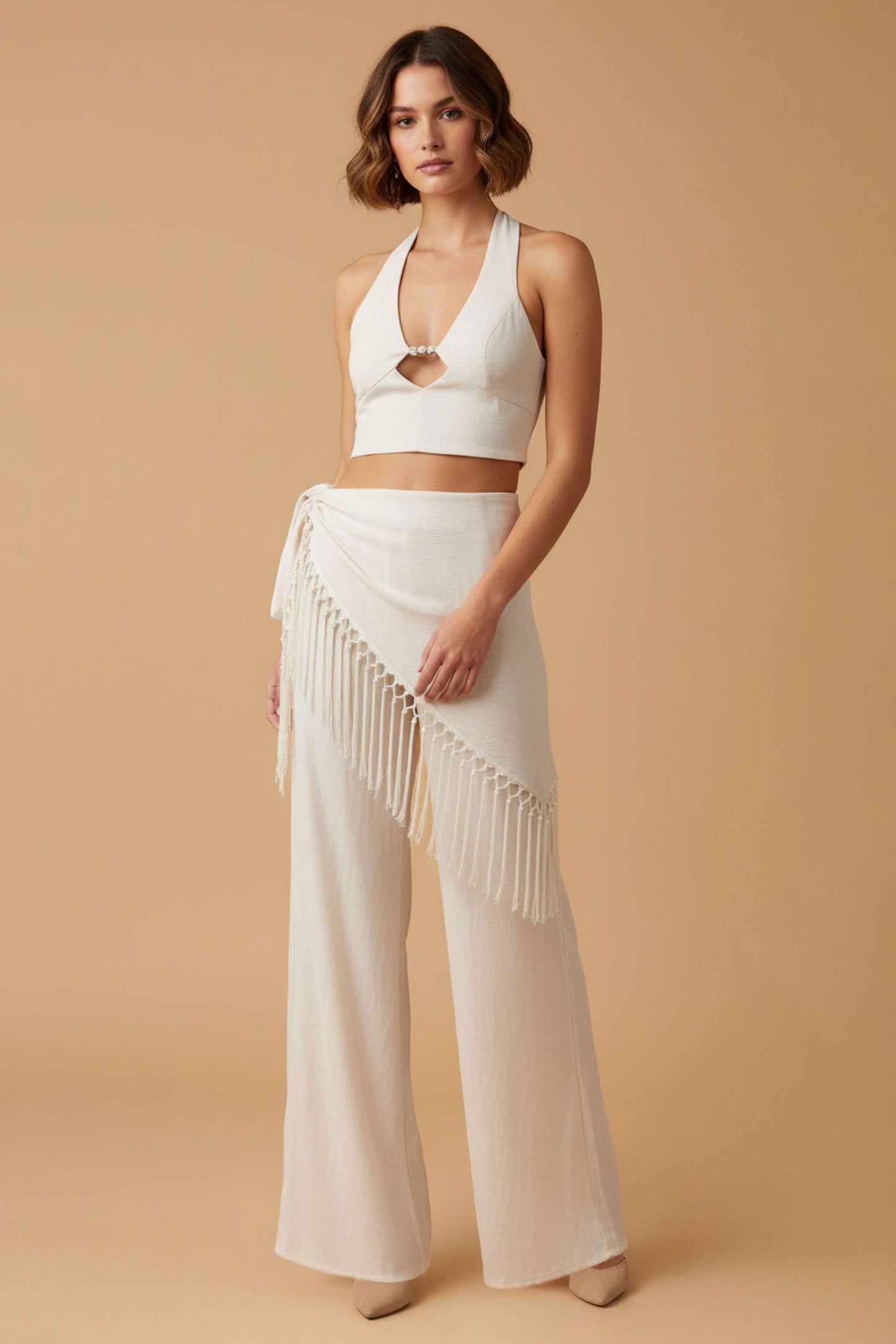 Fran Frindge Wrap Three Piece Set (Top Pants Scarf)
