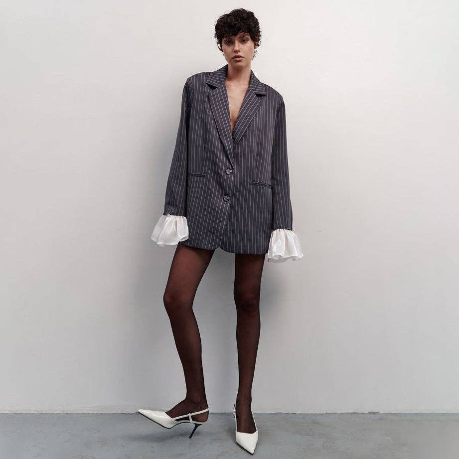 Madam Oversize Striped Blazer Dress