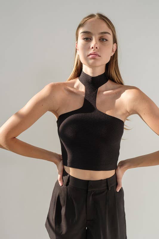 Paris Halter Knit Crop Top