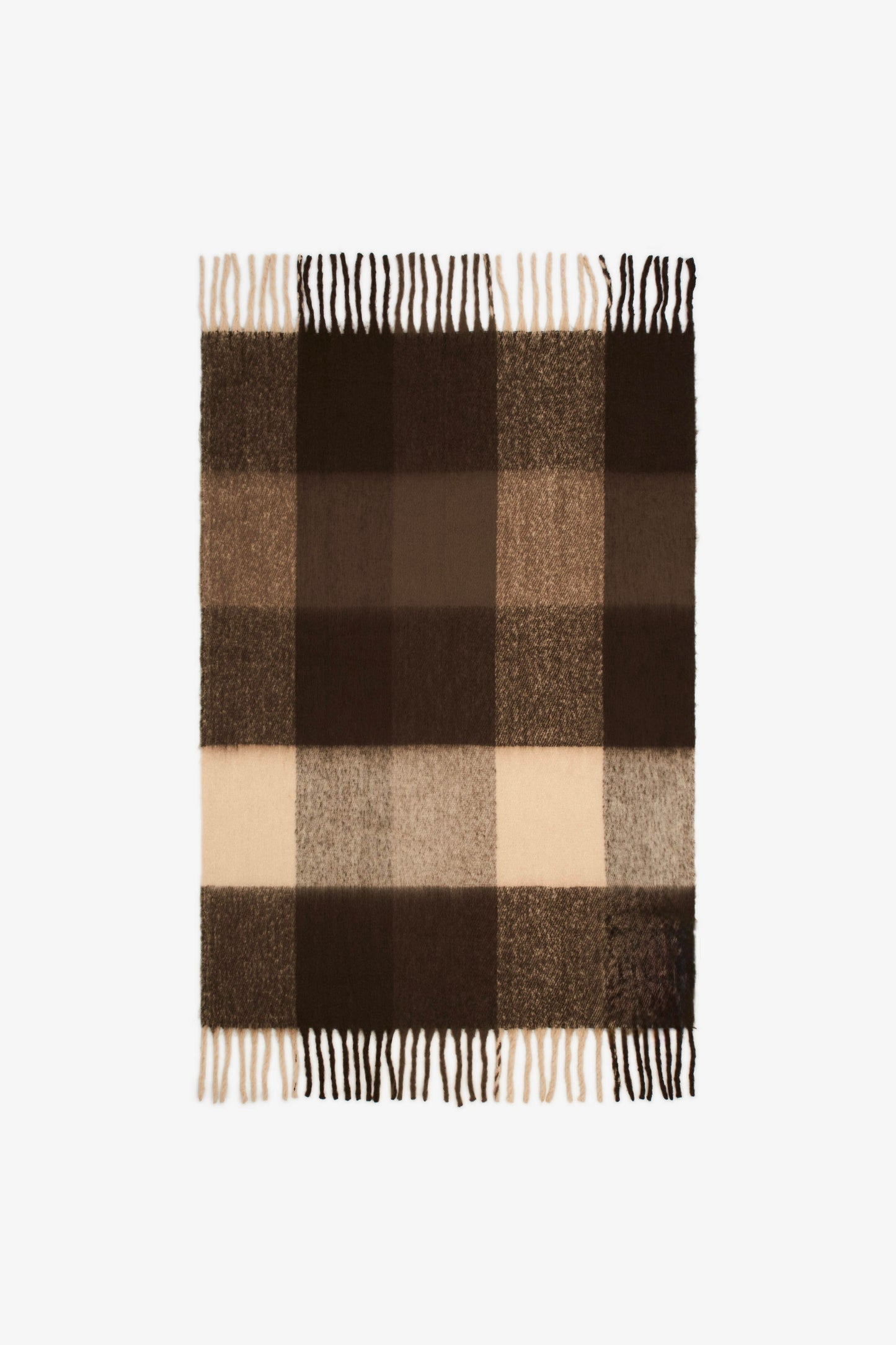 The Checkered Wool Throw - Dark Earth Brown