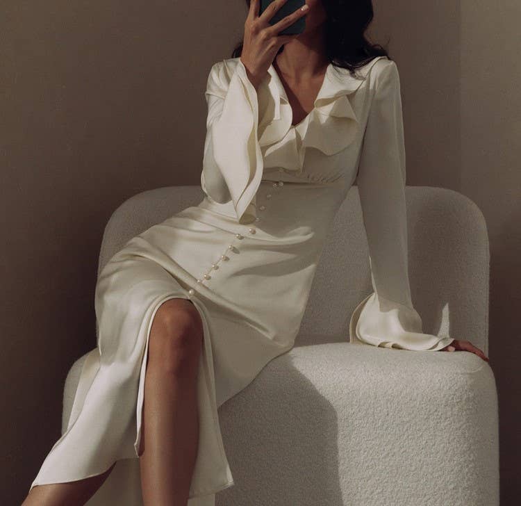 Evelyn Satin Midi Dress
