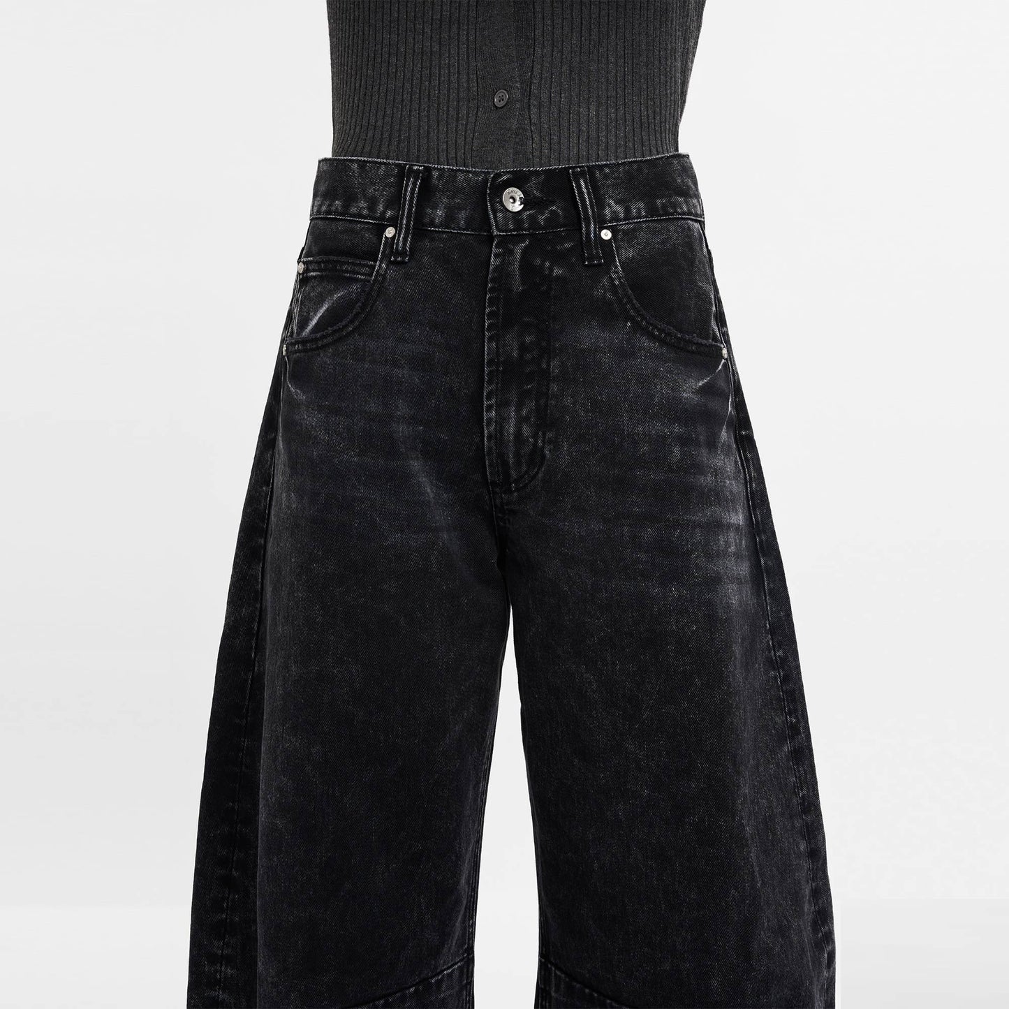 Devin Black High Waist Tailored Barrel Jean
