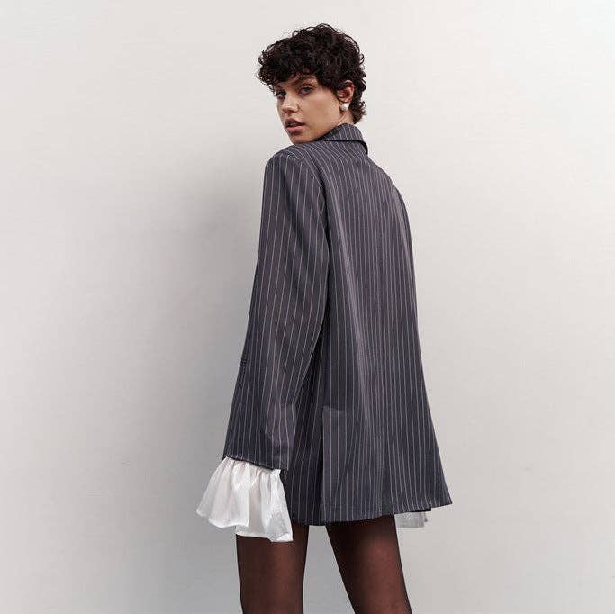 Madam Oversize Striped Blazer Dress