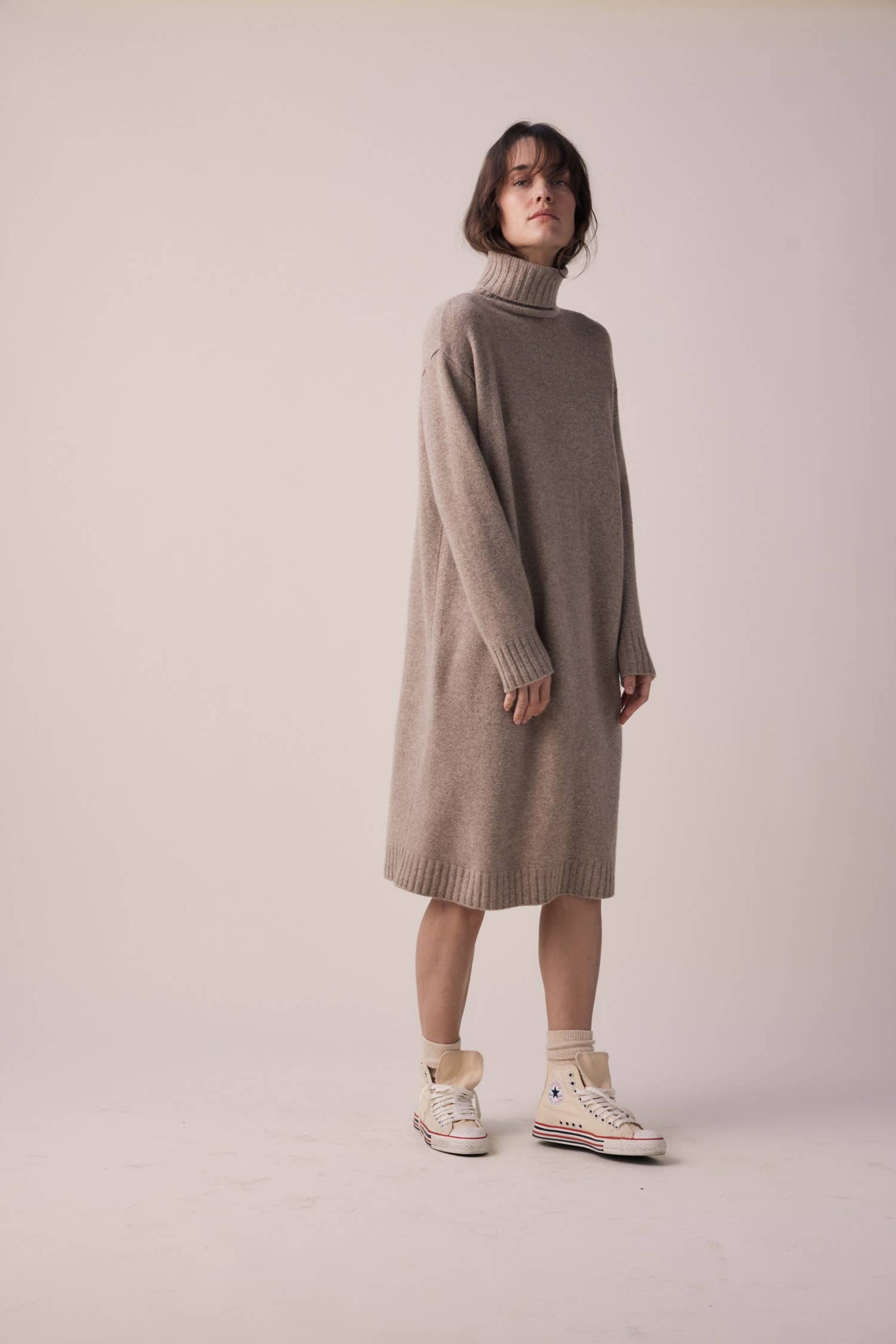 Mabel 100% Wool Turtleneck Midi dress
