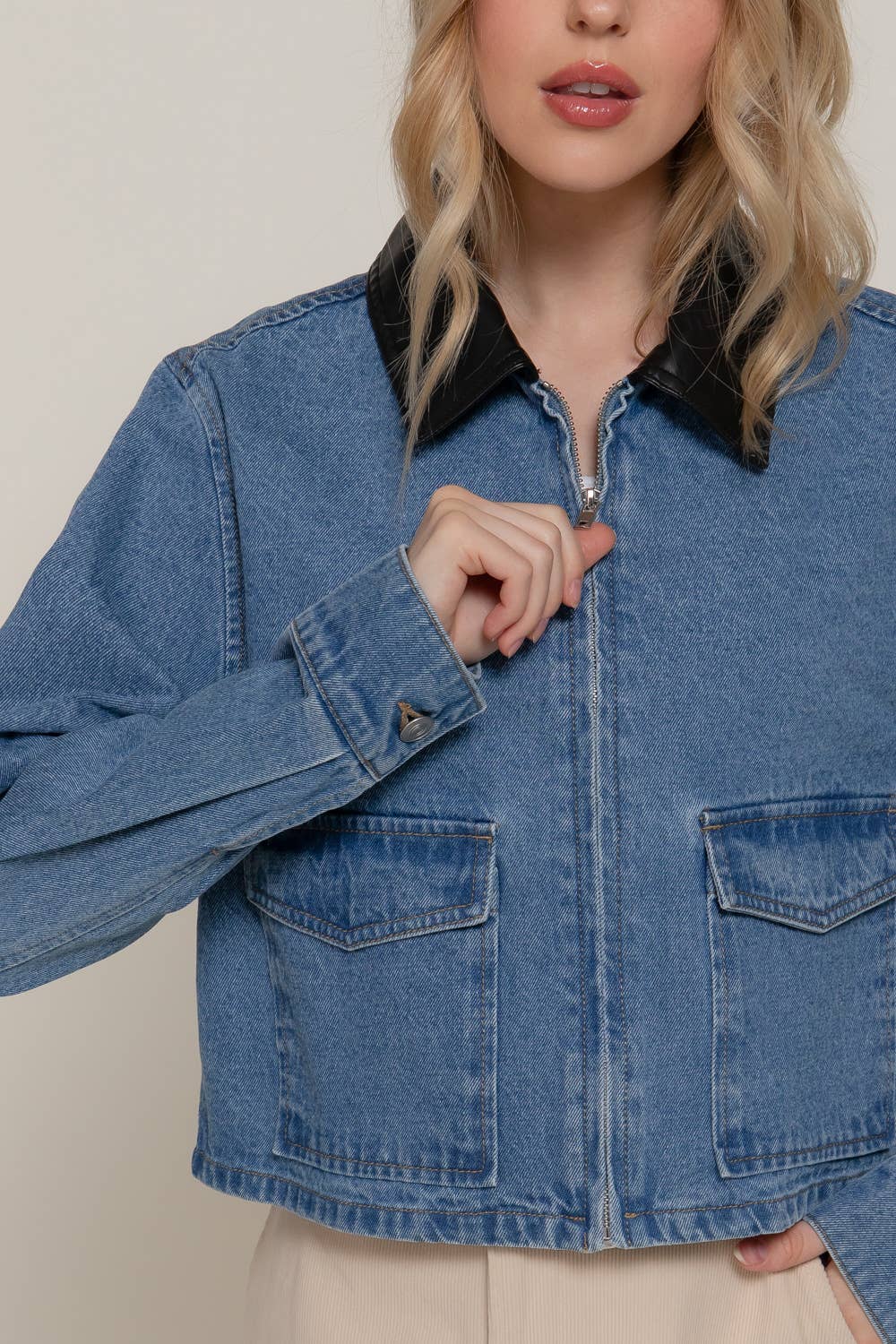Dia Long Sleeve Vintage Wash Denim Jacket
