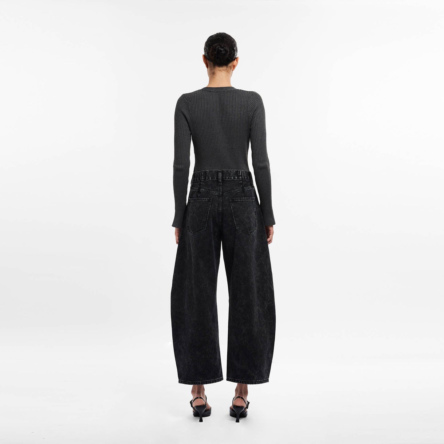 Devin Black High Waist Tailored Barrel Jean