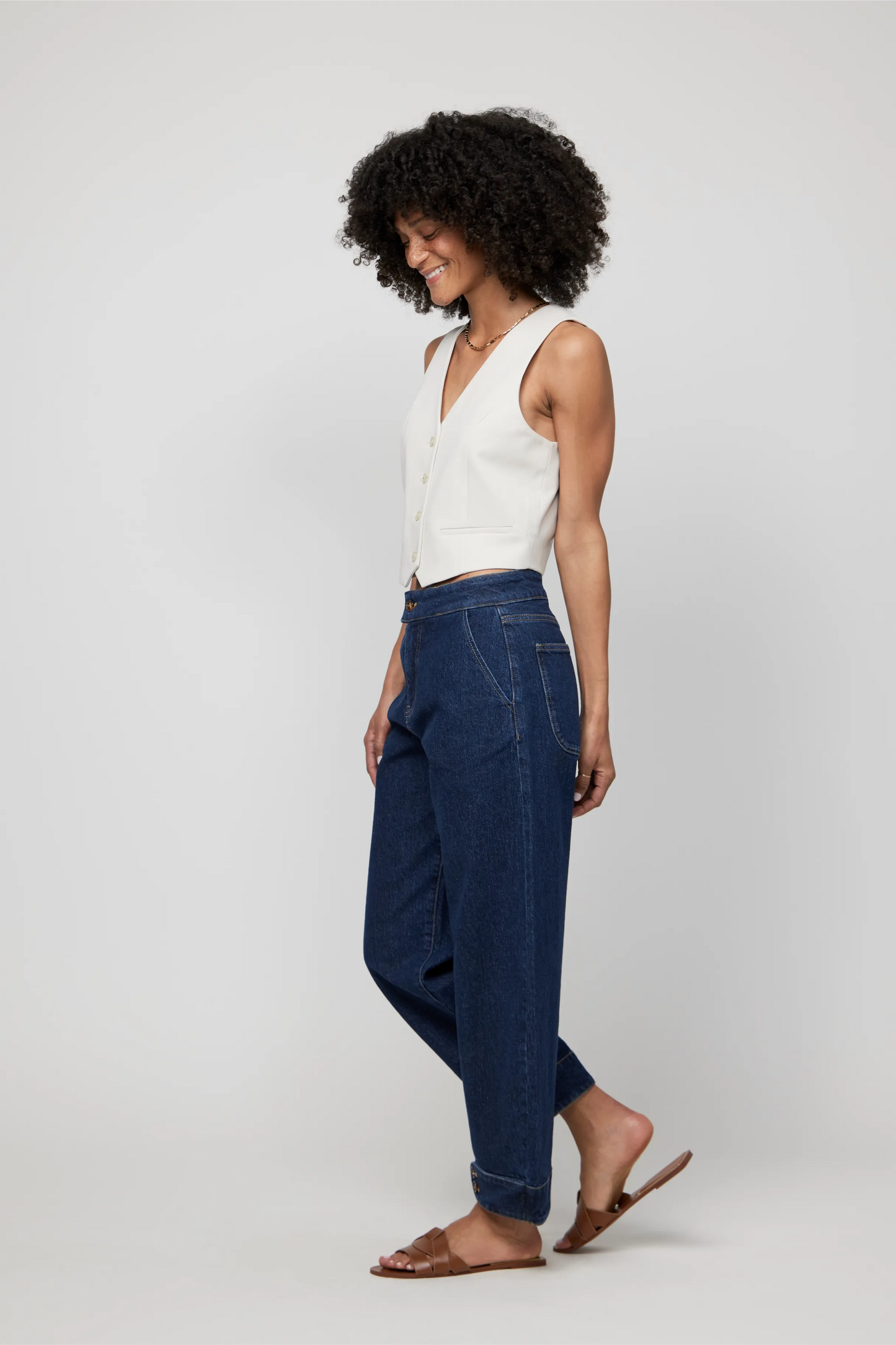 Indigo Vintage Barrel Leg High Rise Jean