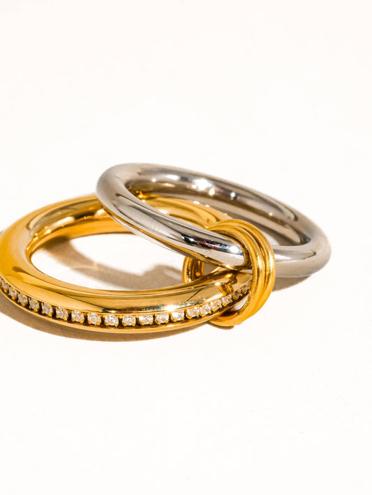 Bayard 18K Gold Non-Tarnish Multi Stack CZ Band Ring