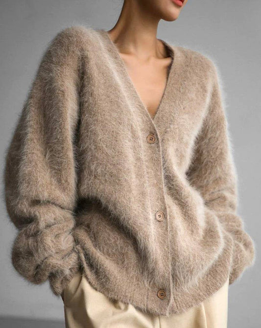 Victoria Faux Mink Long-Sleeve Cardigan