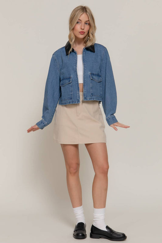 Dia Long Sleeve Vintage Wash Denim Jacket