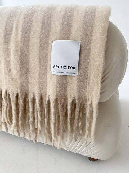 The Cream Wool Stripe Throw