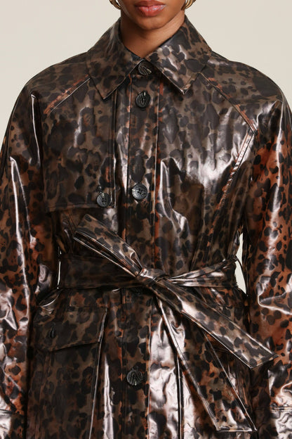 Reign Leopard Rain Trench Coat