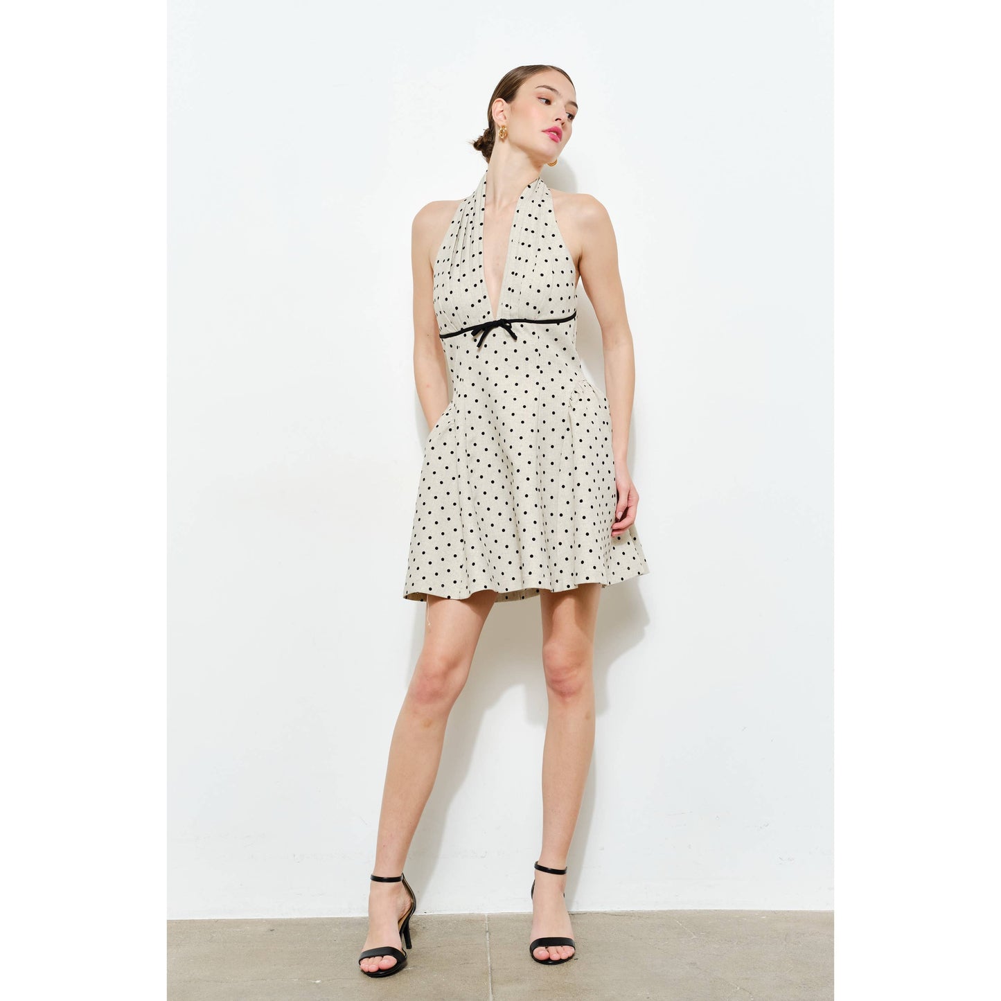 Adelaide Polka Dot Halter Mini Dress