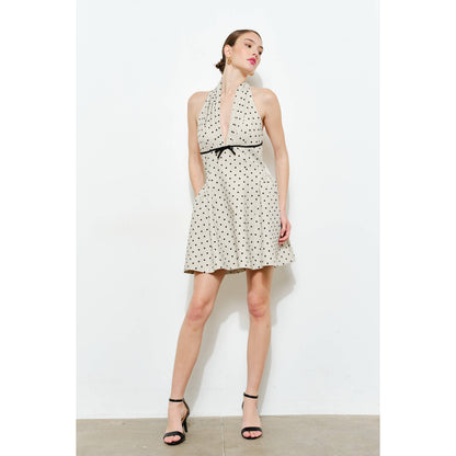 Adelaide Polka Dot Halter Mini Dress