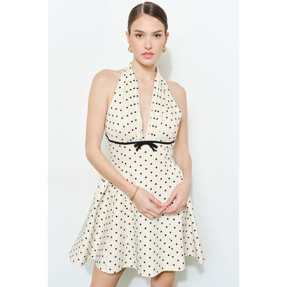 Adelaide Polka Dot Halter Mini Dress