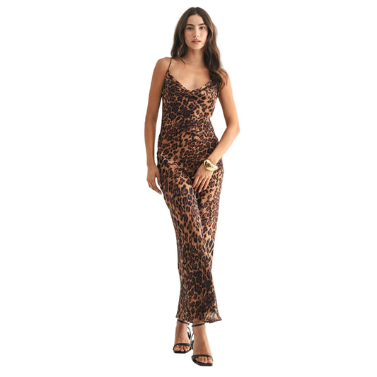 Lilly Leopard Maxi Slip Dress