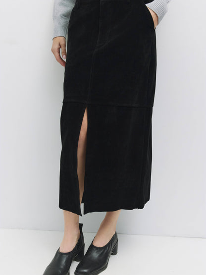 Brandy Faux Suede Midi Skirt