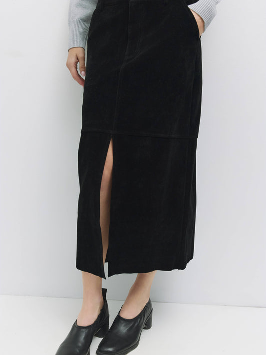 Brandy Faux Suede Midi Skirt