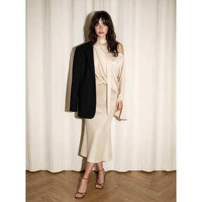 Satin Asymmetrical Midi Dress
