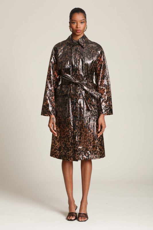 Reign Leopard Rain Trench Coat