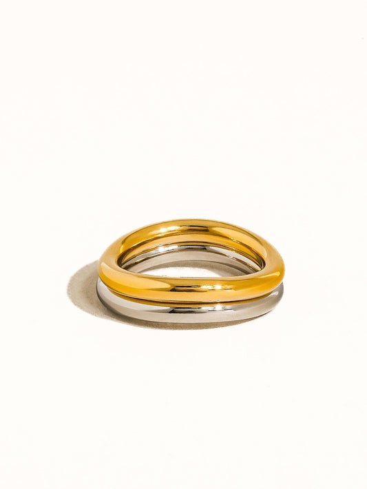 Andrée 18K Gold Non-Tarnish Double Two Tone Ring