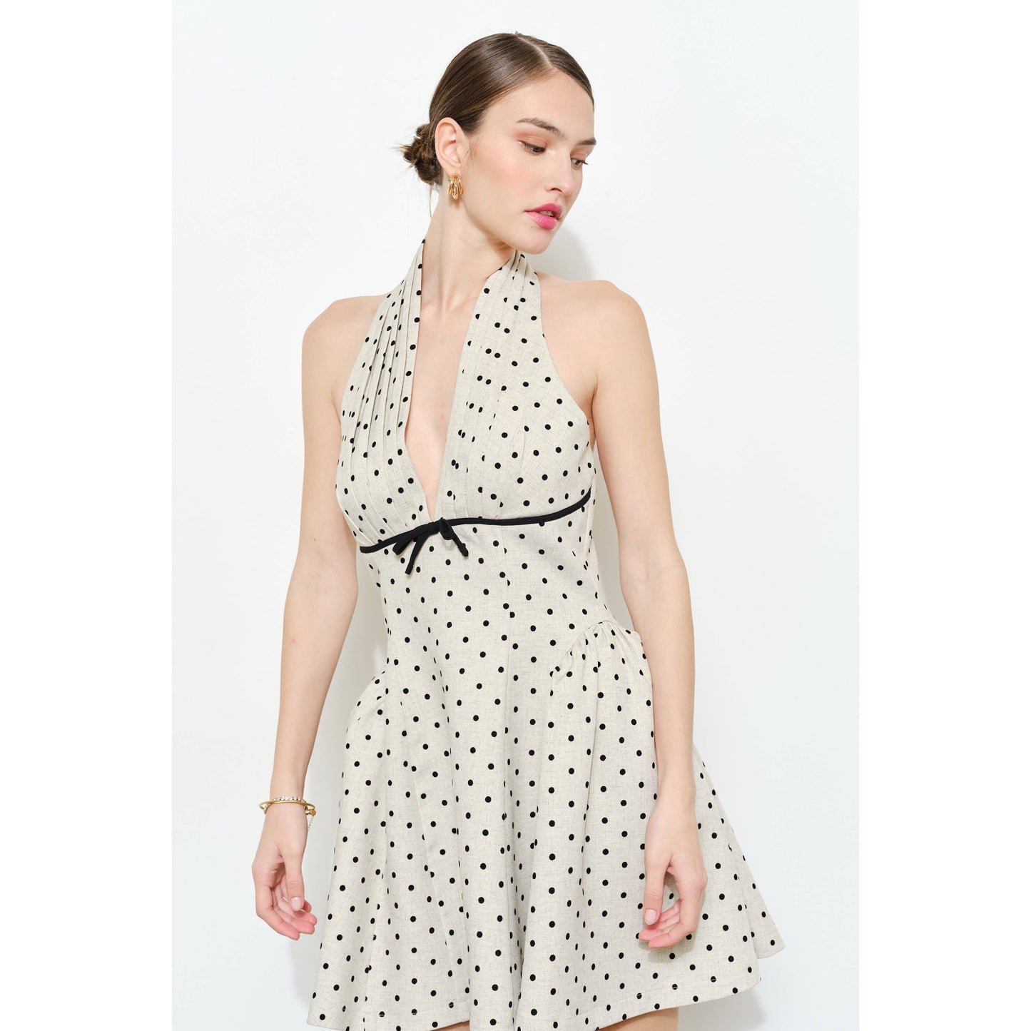 Adelaide Polka Dot Halter Mini Dress