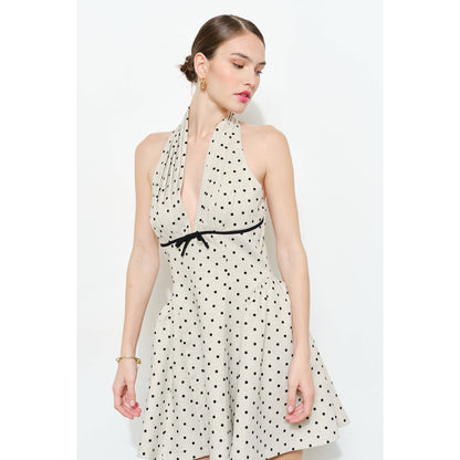 Adelaide Polka Dot Halter Mini Dress