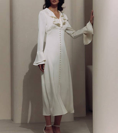 Evelyn Satin Midi Dress