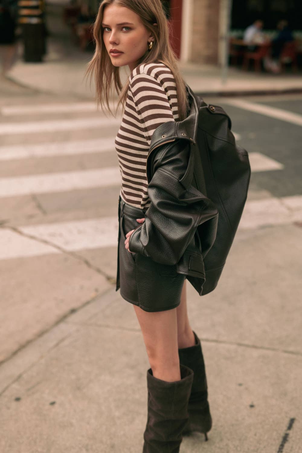 Faux Leather Bomber