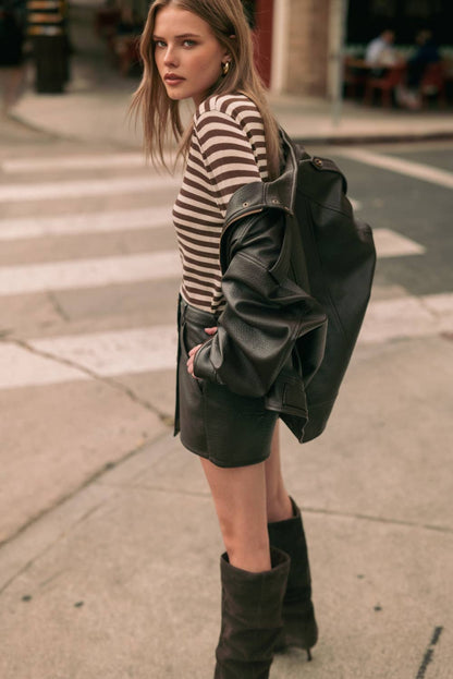 Faux Leather Bomber