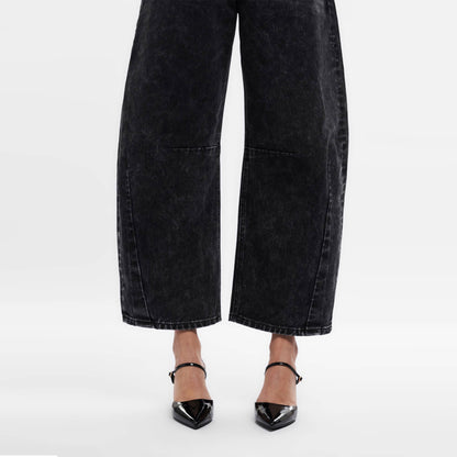 Devin Black High Waist Tailored Barrel Jean