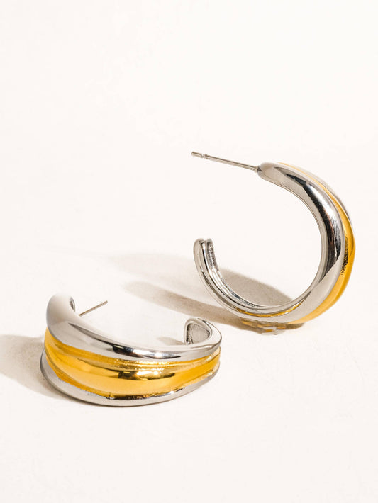 Anna 18K Non-Tarnish Multi C Hoop Earring