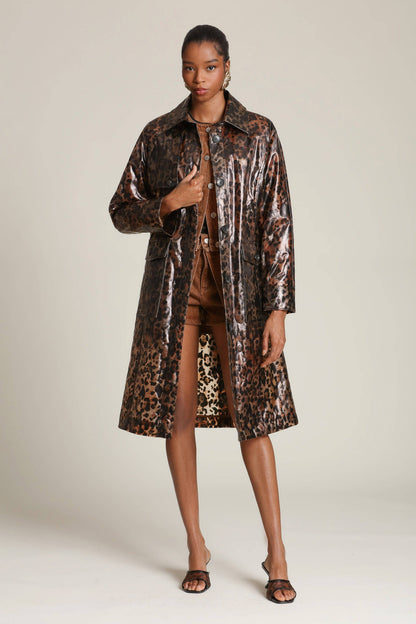 Reign Leopard Rain Trench Coat