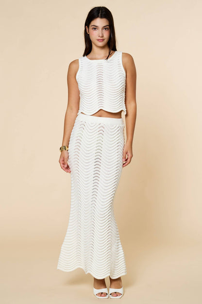 Wave Knit Crop Top & Maxi Skirt Set