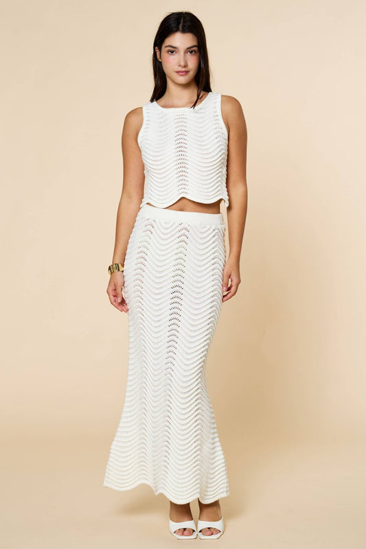 Wave Knit Crop Top & Maxi Skirt Set