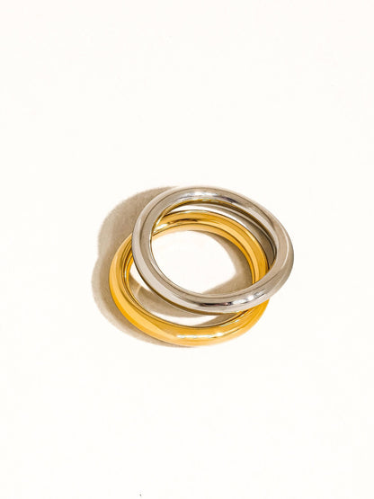 Andrée 18K Gold Non-Tarnish Double Two Tone Ring