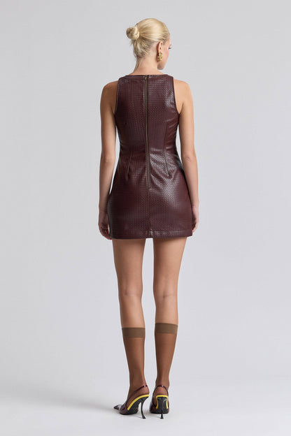 Basketweave Leather Mini Dress