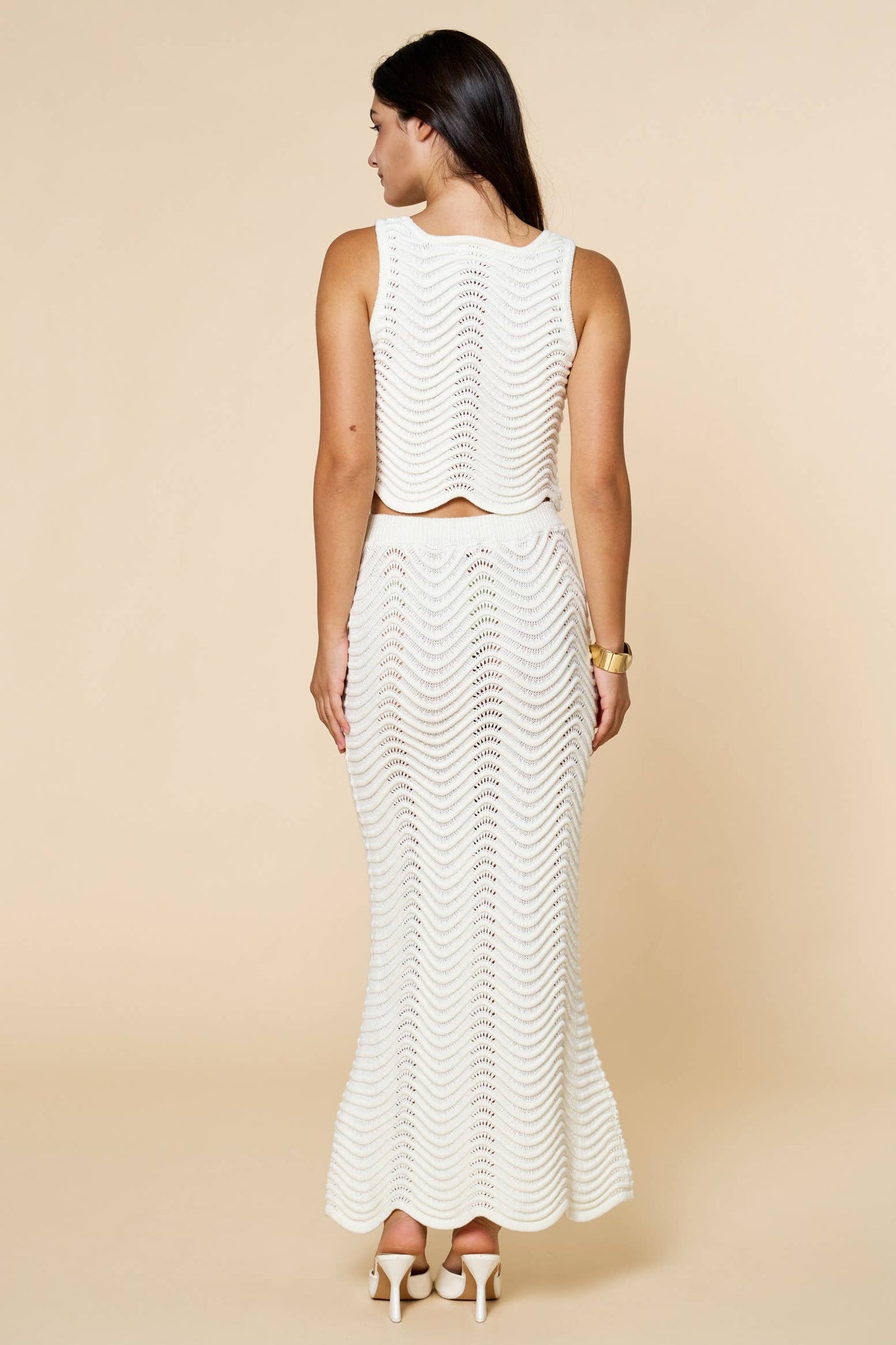 Wave Knit Crop Top & Maxi Skirt Set
