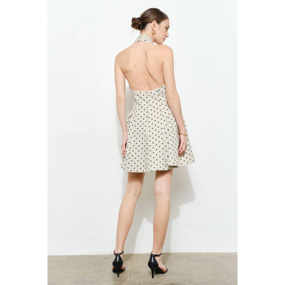 Adelaide Polka Dot Halter Mini Dress